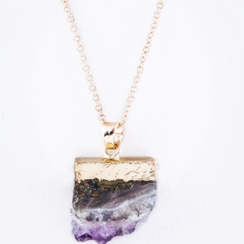 Boho Luxe Raw Amethyst Feather Necklace